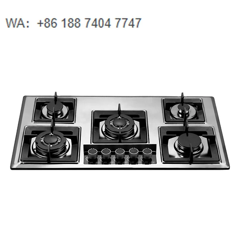 Commercial Grade 5 Burner Gas Range, Stainless Steel Construction, Large Capacity Cooking, Perfect for Restaurants & Cafes