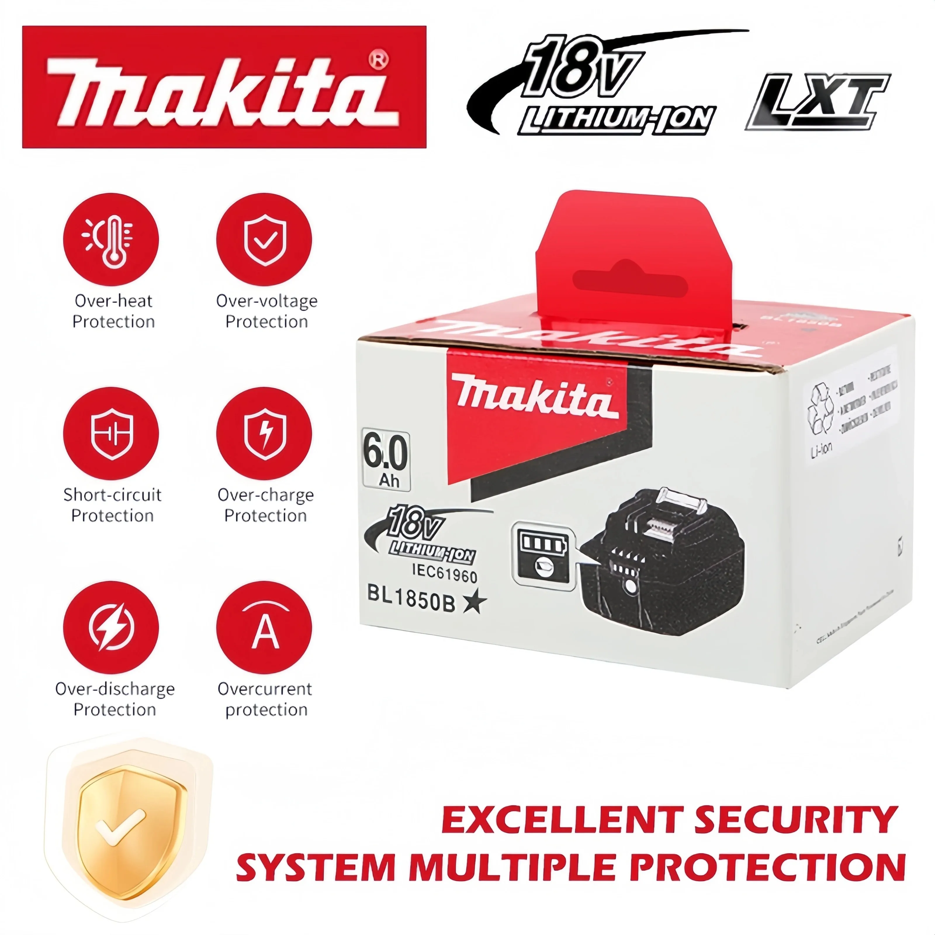 

100% latest 18V Original genuine Makita 6.0Ah rechargeable lithium-ion tool battery for BL1860 BL1850 BL1880 BL1860B charger