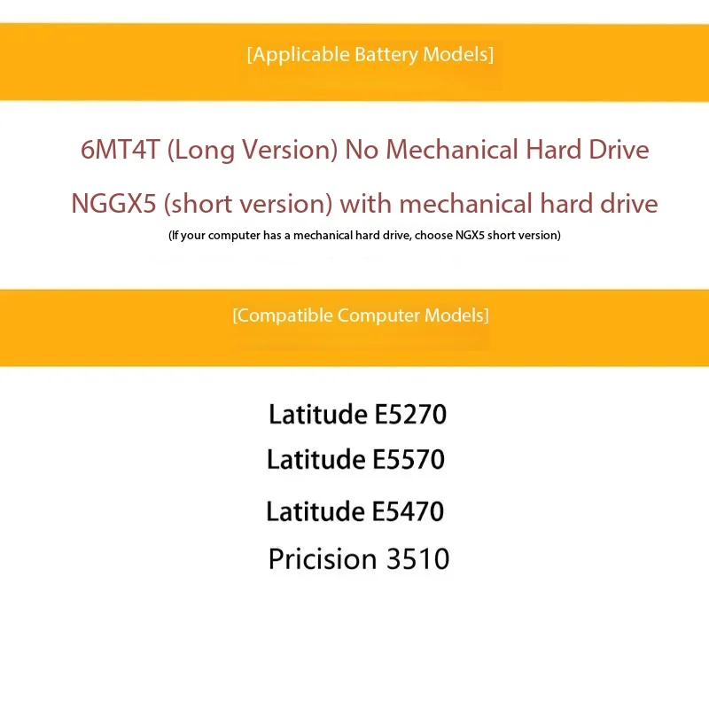 Applicable to Dell E5470 E5570 E5250 3160 5570 P23T P62G 6MT4T battery