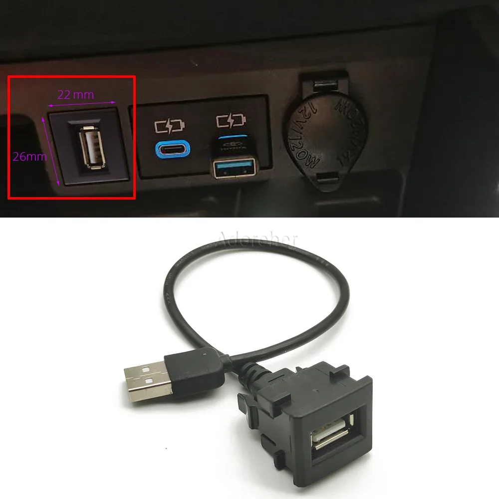 Compatible For Toyota Cross ALTIS AURIS CAMRY RAV4 2019 USB Extension Cord Socket Connector Port Accessories