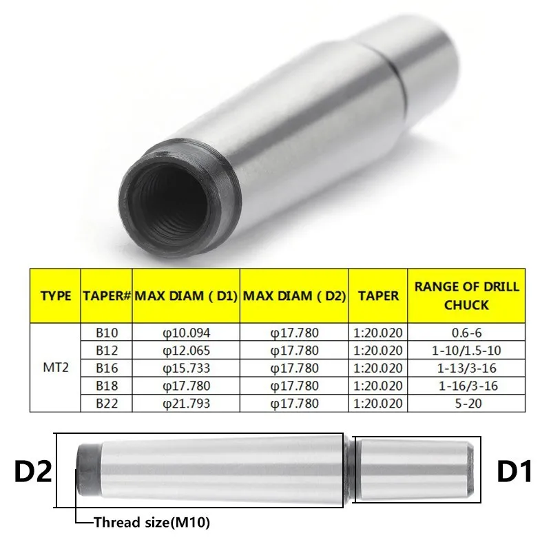 Utensile per tornio mandrino per trapano a codolo conico Morse per trapano per tornio CNC MTB2-B10 B12 B16 B18 portautensili