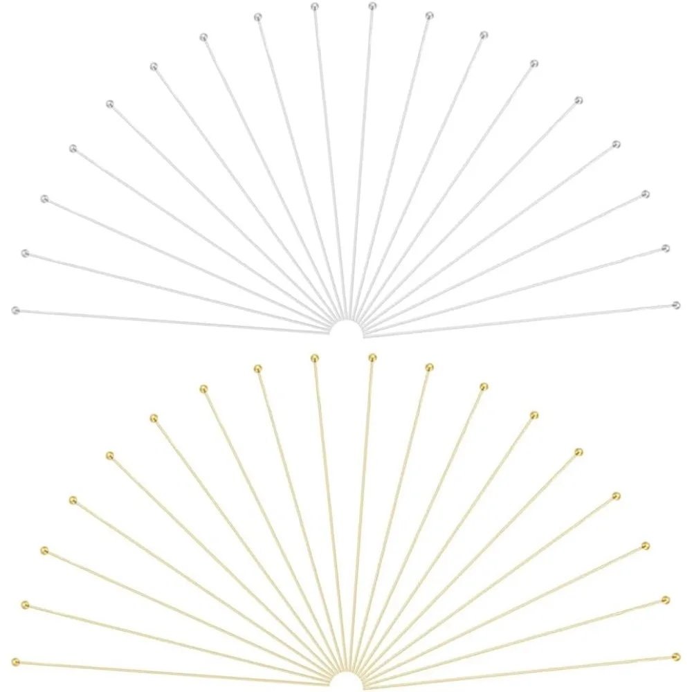 

1 Box 300Pcs 70mm Ball Head Pin Jewelry Earring Pins Brass Long Findings Pins Small Round Ball Headpin