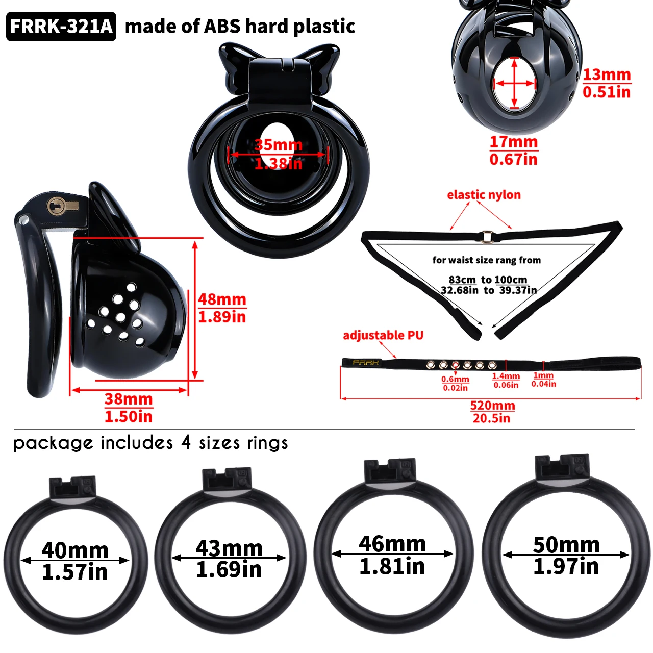 FRRK Premium Winged Devil Call Lightweight Compact Plastic Wearable Cock Lock Cage with 3-Way Bondage Strap for Men Gay BDSM Toy view 4