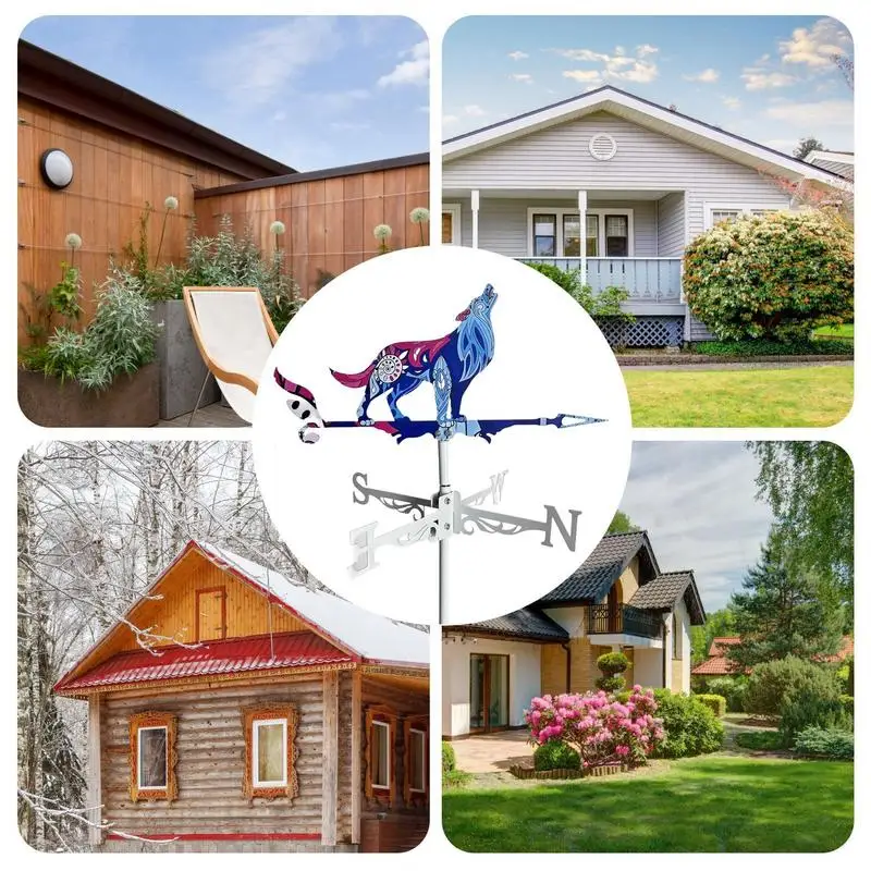 Metal Weathervane Rooster Wind Direction Indicator Farmhouse Garden Weather Vane Spinner Measuring Tools Outdoor Decorations view 5
