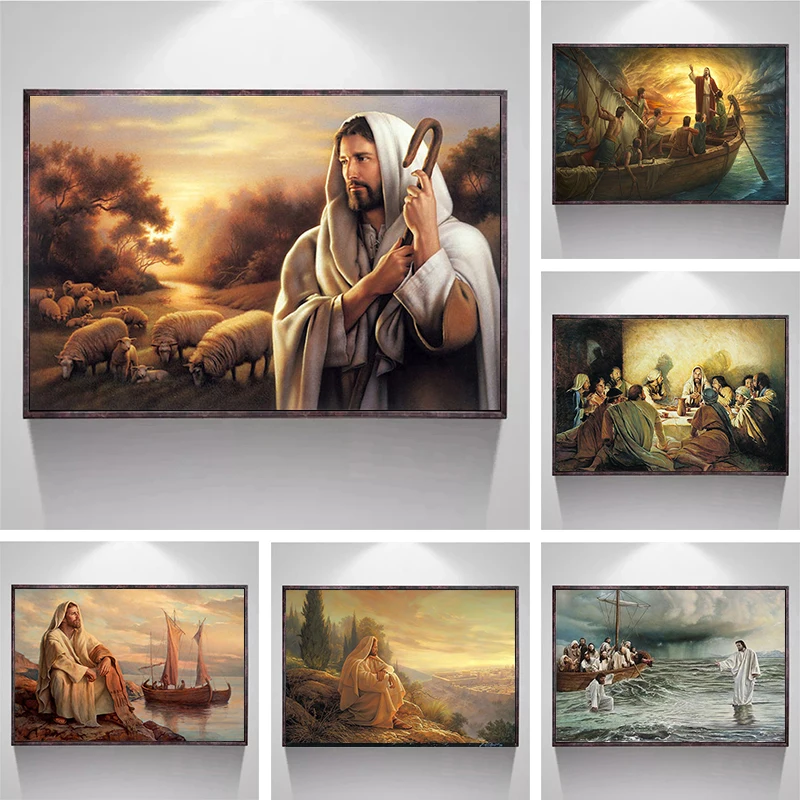 Christian God Jesus The Shepherd Christ Belief Faith The Samaritan Woman Posters Prints Canvas Painting Wall Art Picture Decor