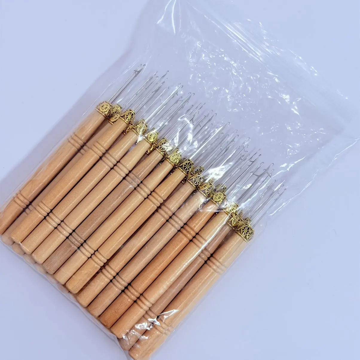 Hair Extensions Hook Needle Tools Wooden Handle Hook Needle Lace Wig Making Knitting Micro Rings Loop Hair Extension Weaving