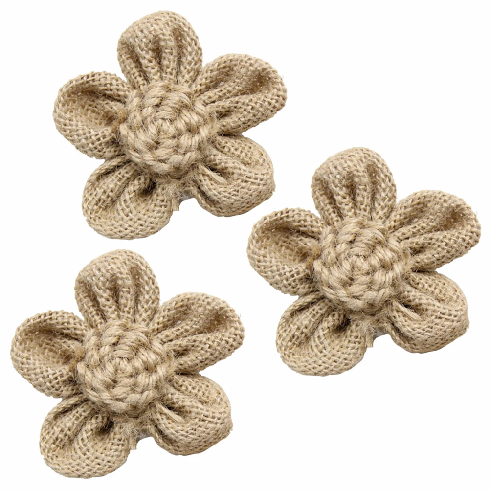 

10pcs Burlap Lace Flowers Jute Rose Diy Wedding Party Decorations Vintage Rustic Bridal Hessian Flowers Home Craft Gift