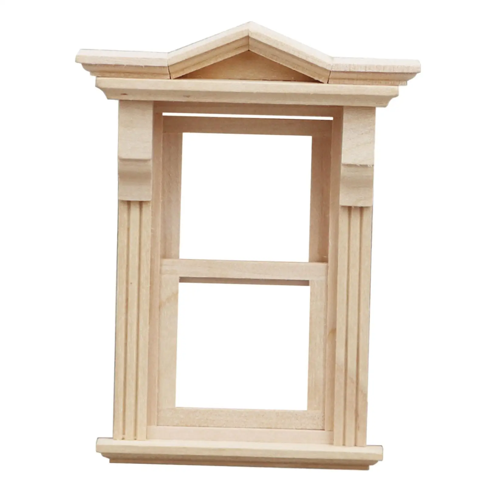 1: 12 Scale Wood Windows Pretend Play Handmade Dollhouse Furniture for Photo Props Diorama Dollhouse Micro Landscape Decor