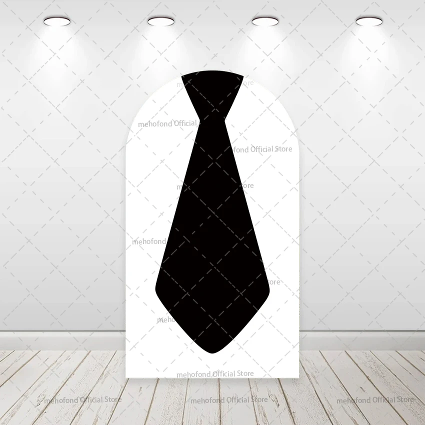 Mehofond مخصص 2-الجانب الأسود ربطة العنق شهم بوس بنين حفلة عيد ميلاد استحمام الطفل غطاء كيارا قوس خلفية ديكور خلفية #3