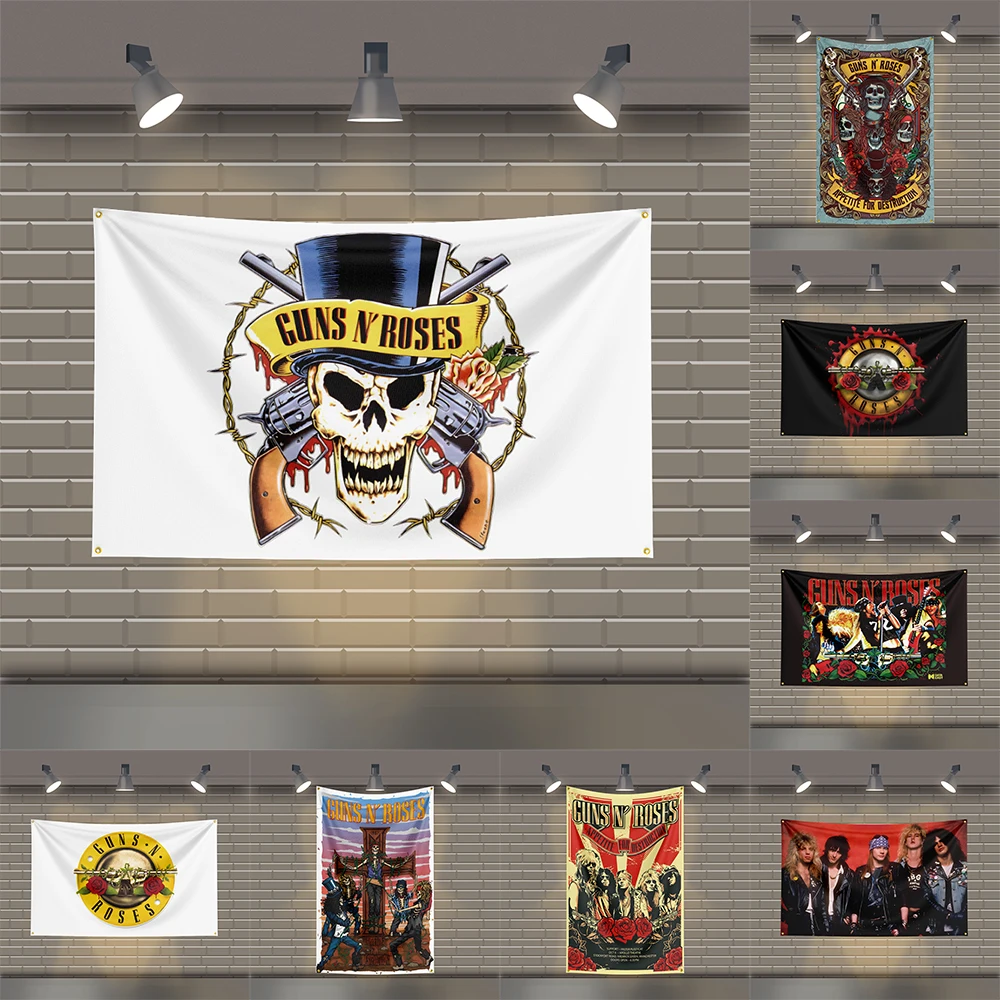 

3x5 Ft G-G N Rs Heavy Metal Band Flag Rock Music Wall Banner for Bedroom Studio Bar Concert Outdoor Decor