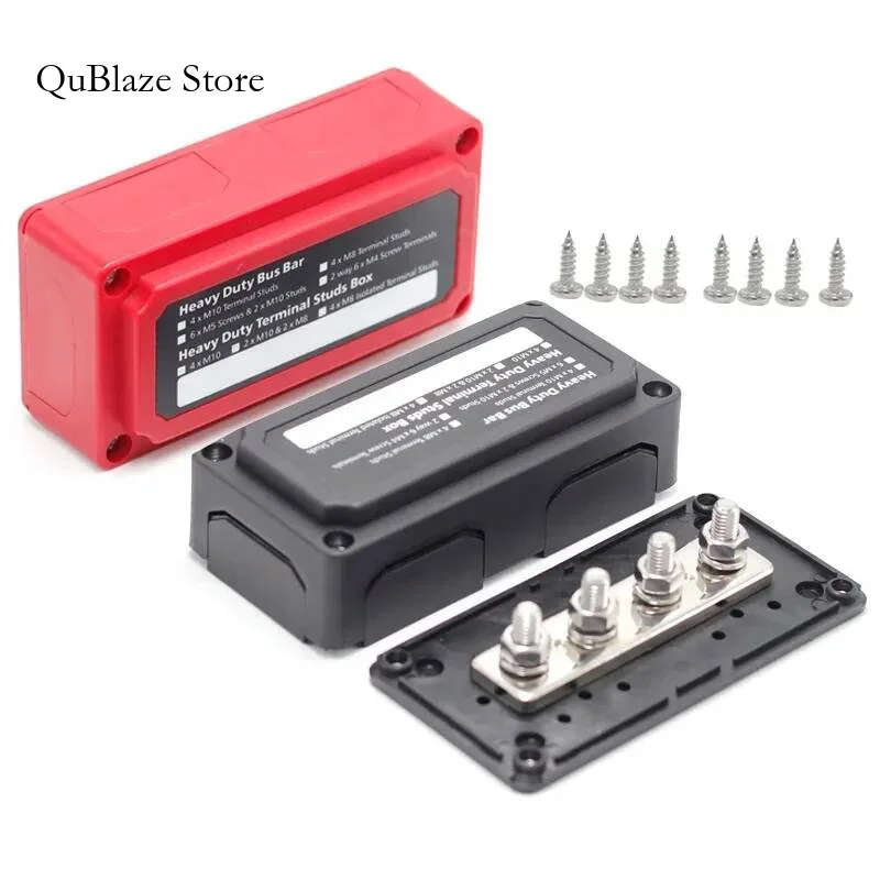 

Nickel Plated 4 Way Battery Electrical Copper Power Distribution Posts Junction Block Bus Bar Holder Terminal Automotive Marine