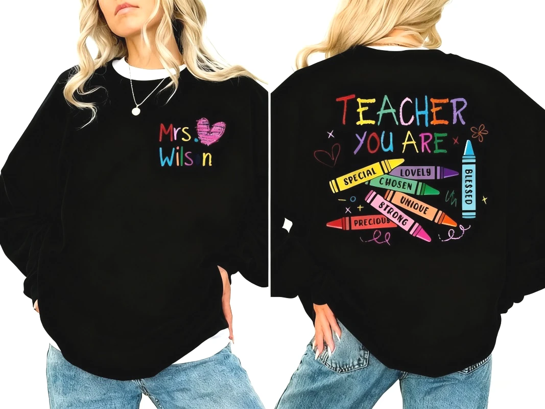 

Толстовка учителя, индивидуальный подарок учителю, персонализированная одежда для выпускного учителя, зимняя одежда, женская одежда, пуловер
