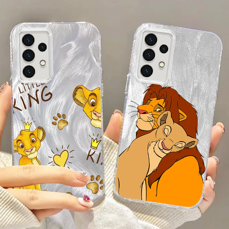 Anime Disney Lion King For Samsung A73 A72 A71 A55 A54 A53 A52 A51 A35 A34 A32 A13 A12 A05 A04 5G Feather Yarn Cover Phone Case