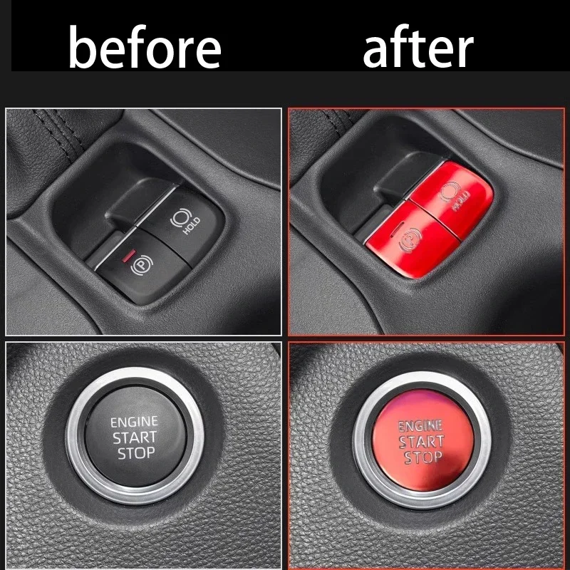 Car Handbrake Auto Hold P Switch Button Engine Ignition Start Stop Button Cover for Toyota Corolla Cross Accessories 19-