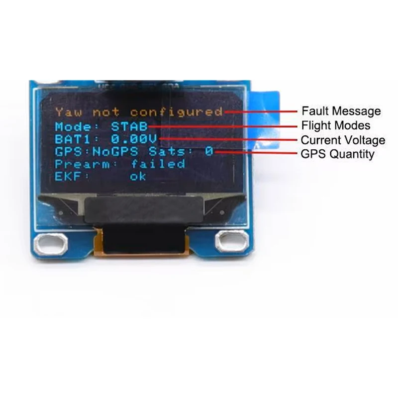 Happy OSD OLED Display for 2.4.8 Flight Control Flight display flight status Connected to I2C Interface of