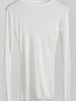 T-shirt uni à manches longues pour femmes, de haute qualité, élastique, basique, décontracté, Sexy, fin, transparent 2