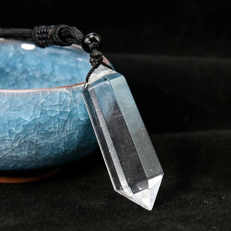 Collier Pierre De Points De Cristal - Pendentif Amulette Avec Chaîne Réglable Pour Méditation