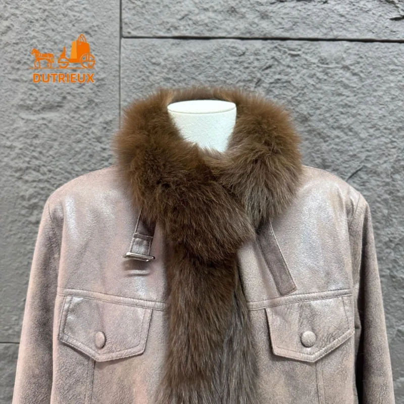 ฤดูหนาวผู้หญิงสั้นของแท้ Fox FUR Coat,100% ขนสุนัขจิ้งจอกจริง,Office PARTY เดินป่าแฟชั่น WARM FUR COLLAR ผู้หญิงเสื้อขนสัตว์