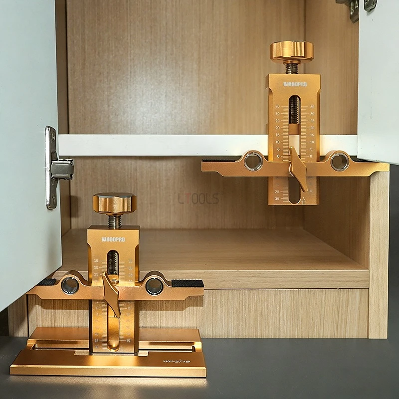 New Cabinet Door Mounting Jig Quick Drilling Positioning Locator Adjustable Woodworking Cabinet Door Installation Aid Tools