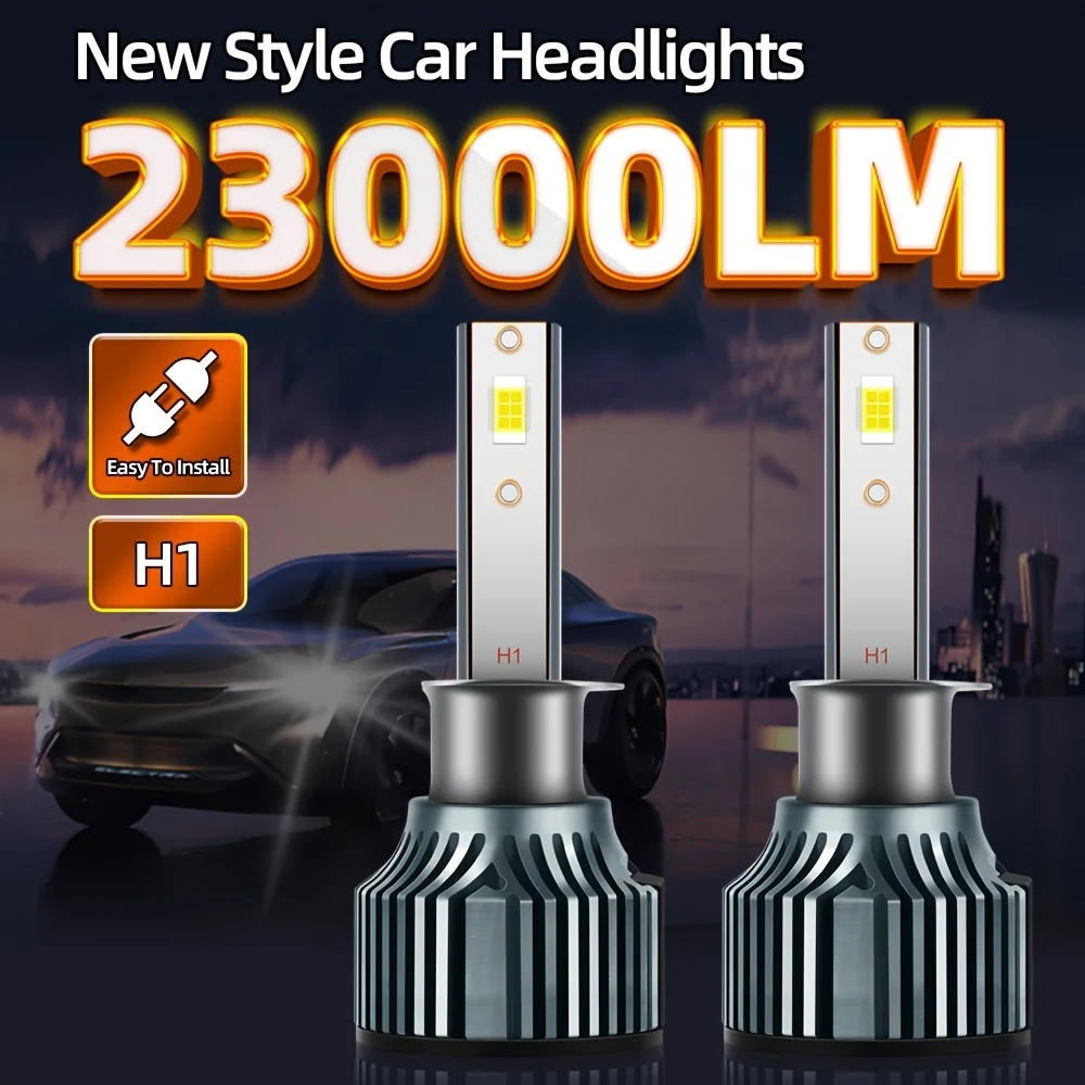 

roadsun 2pcs H1 LED Bulbs High Beam Low Beam, 23000LM Brighter 6500K Cool White, High Power, Long Lifespan, Easy To Install