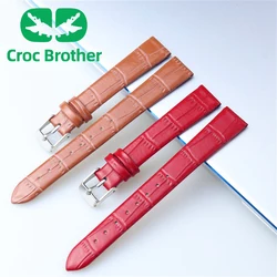 Soft  Slim Leather Watch Strap Genuine Leather Bamboo pattern 8mm-16mm  Leather Women Watchbands Genuine Band High Quality
