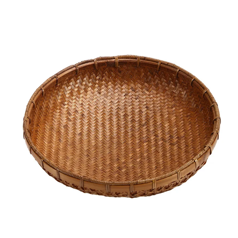 

Pure handmade bamboo fruit plate, household desktop snack storage basket