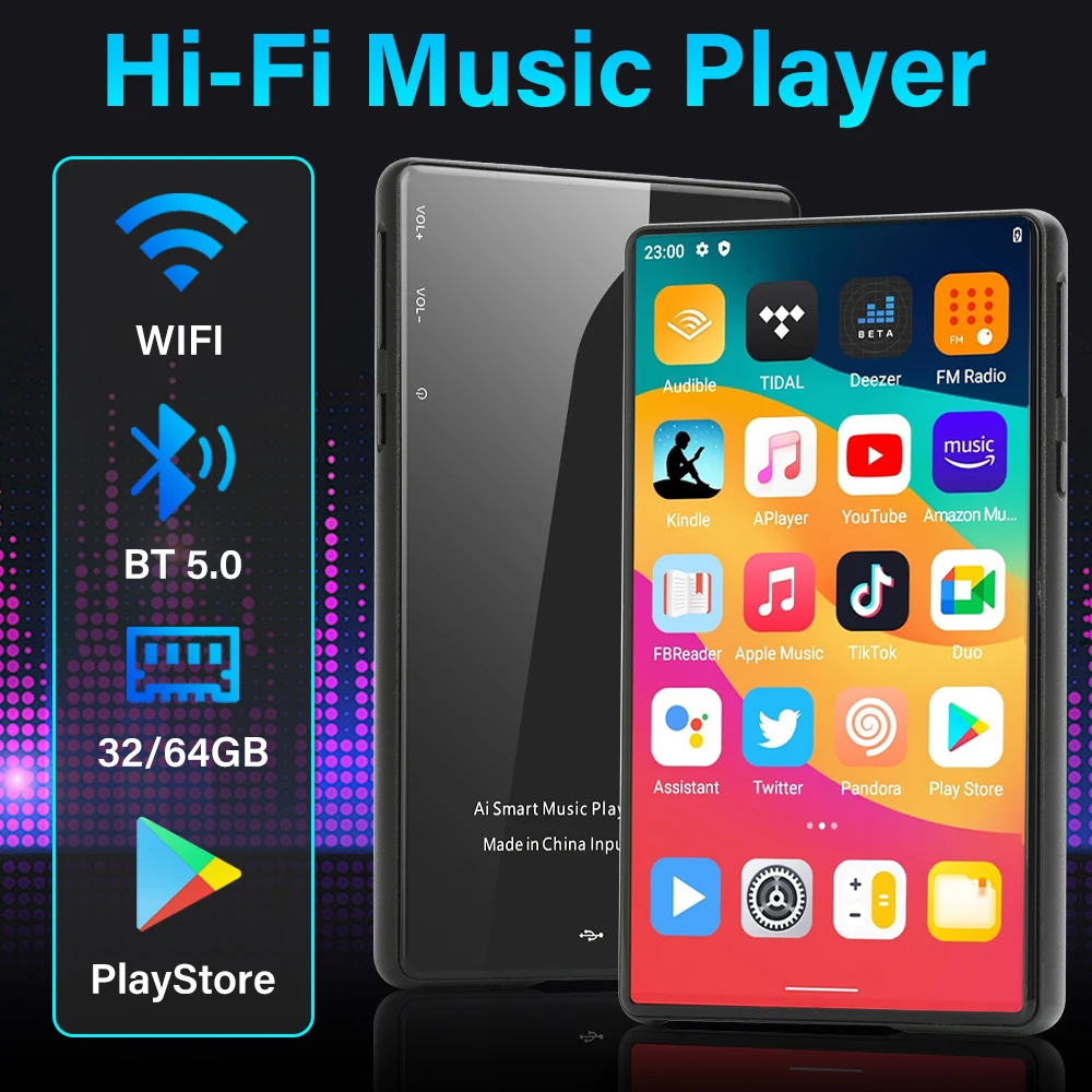 64GB/32GB Android 11.0 WiFi MP4 Player 5.0