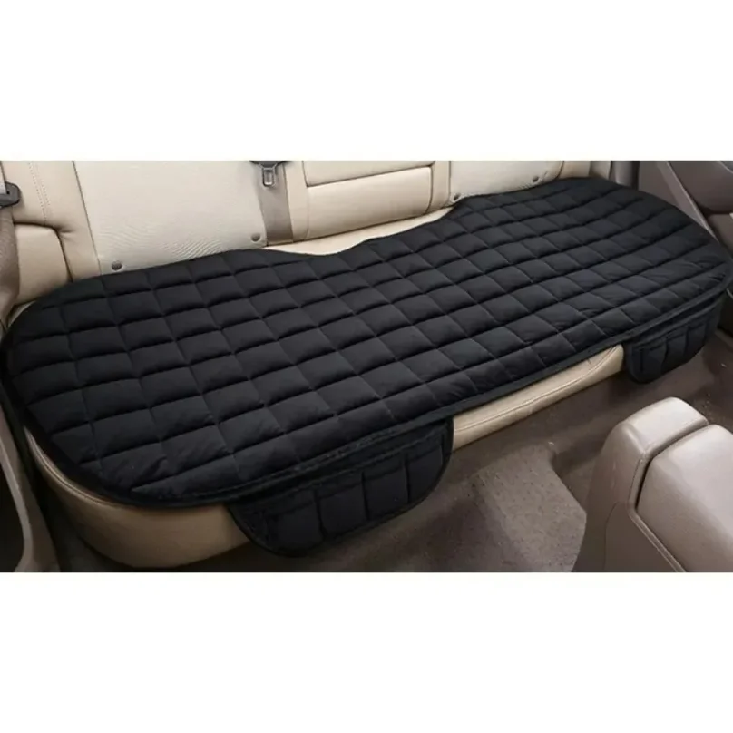Seat Pad with Non-Slip Rubber Bottom & Storage Pouch,Universal for Vehicle Truck Van SUV Office Chair Black Car Seat Cushion