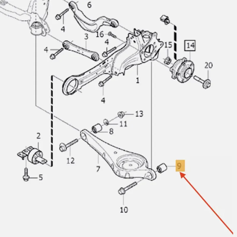 Rear Control Arm Bushing Fit Volvo S80 2006-2015 V60 XC60 XC70 31451815