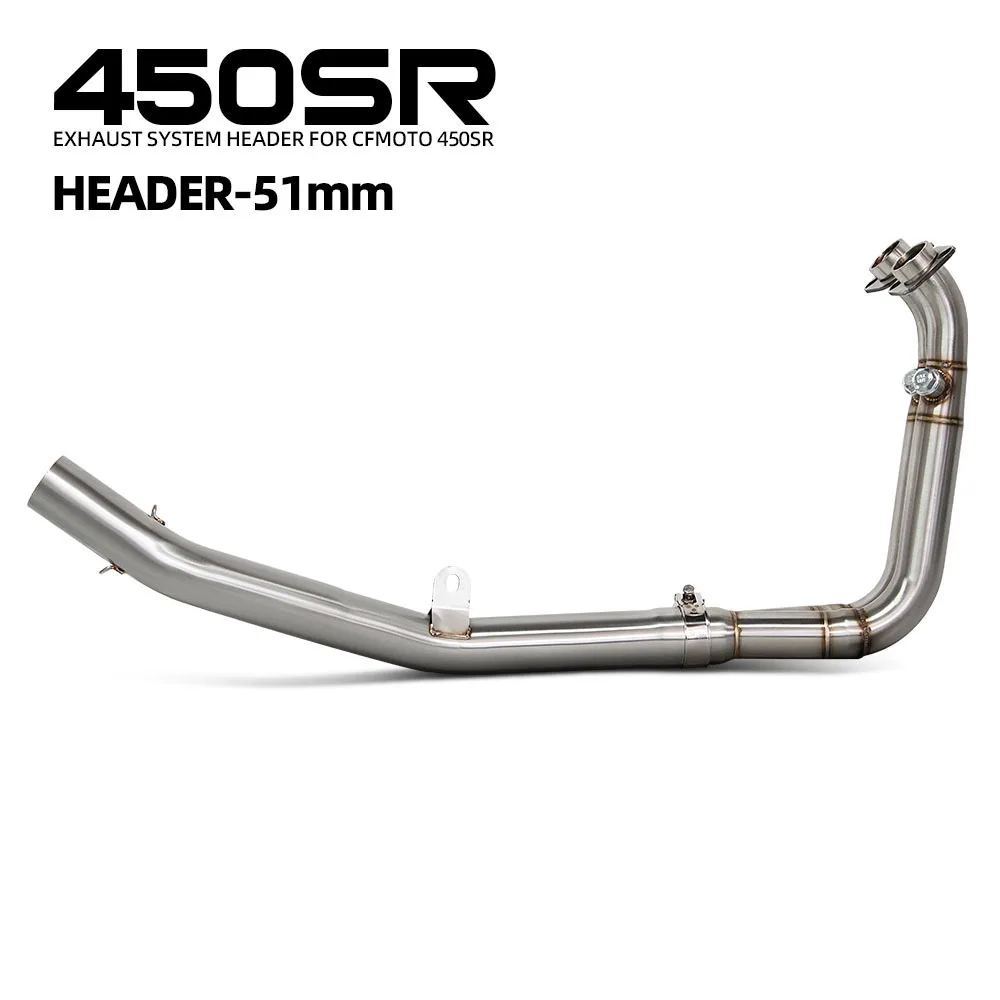 

Передняя выхлопная труба мотоцикла для CFMOTO 450SR 450NK 2022-2025, гоночная линия Escape, нержавеющая трубка 51 мм, модифицированный комплект