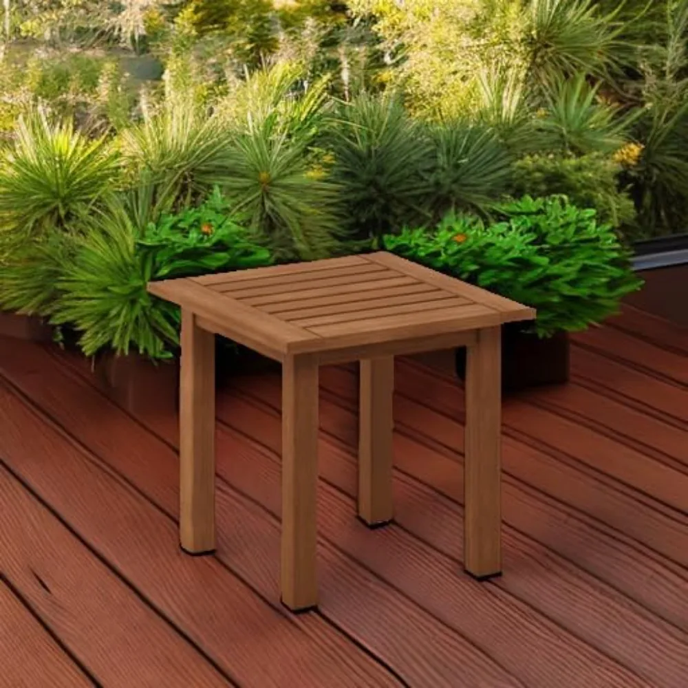 Natural Hardwood Outdoor Patio End Table