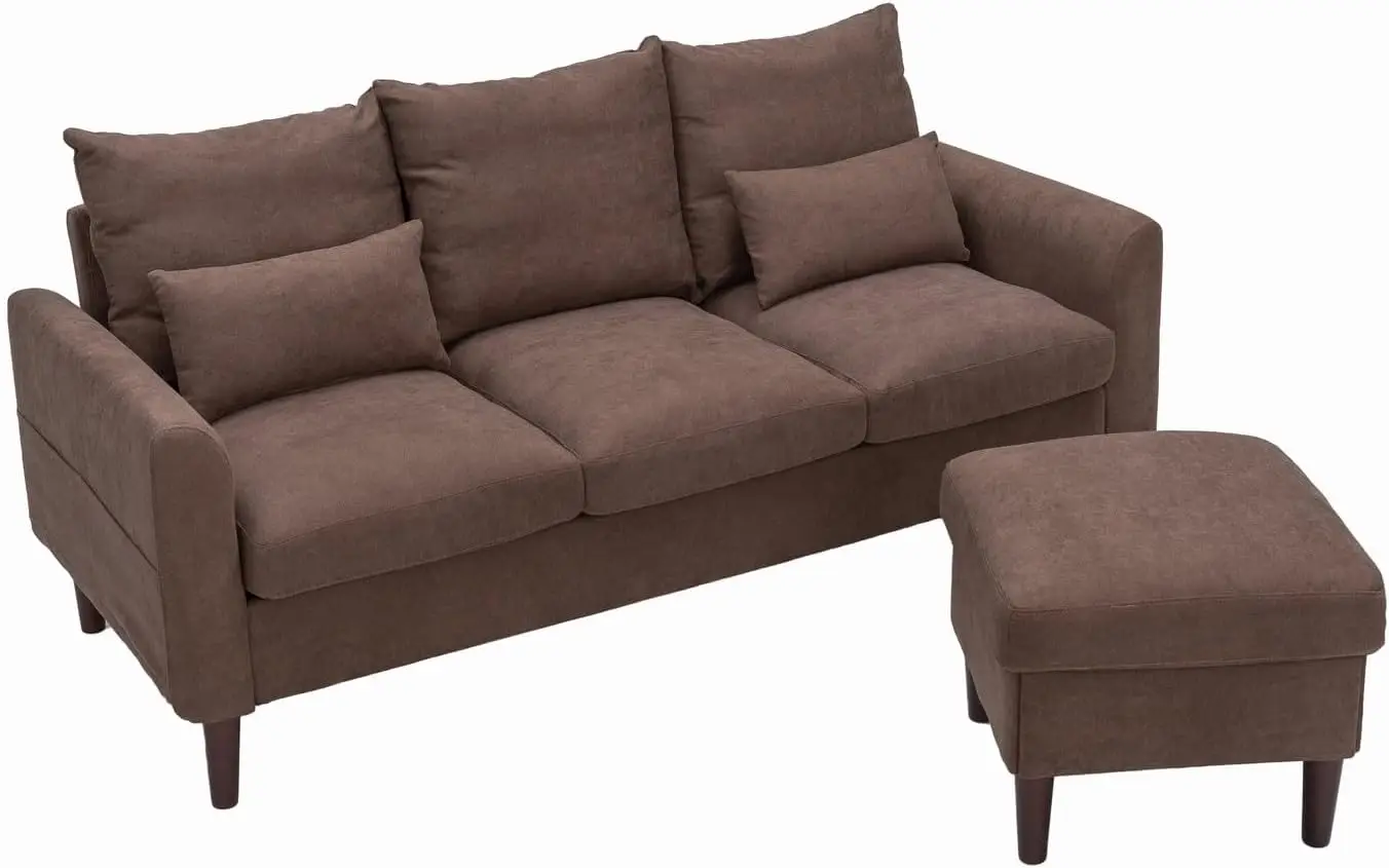 

Convertible Sectional Sofa Couch, L-Shaped Couch 3-Seat Sofa with Ottoman Foostool, Couches for Living Room