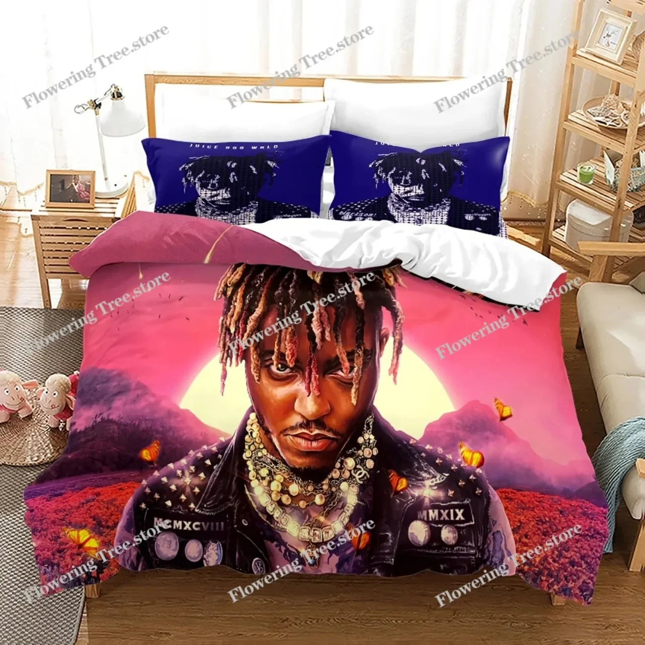New Juice Wrld Bedding Set Single Twin Full Queen King Size Stars Juice Wrld Bed Set Aldult Kid Bedroom Duvetcover Sets 3D 018