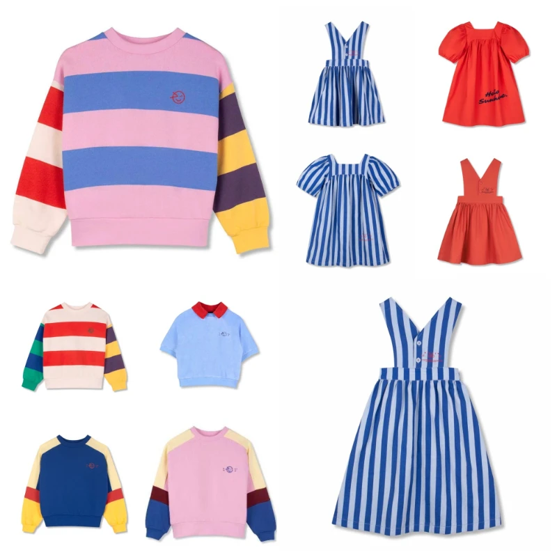 Children's Set 26 Wyn Summer Boy's Short-sleeved T-shirt and Shorts Set Cotton Girl's Sweatshirt and Printed Dress Dress Kid Top