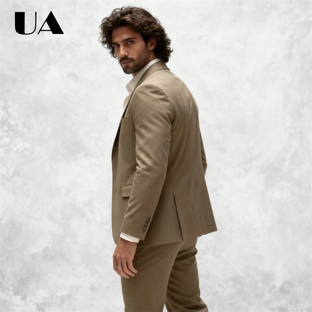 طقم بدلة ذكي كاجوال مكون من قطعتين للرجال، بدلات رحلة عمل (سراويل سترة) بدلة رسمية للرجال مناسبة للعشاء والمواعدة #4