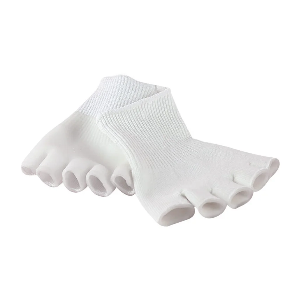 1 paire de chaussettes hydratantes en Gel à 5 orteils pour femmes, en coton à bout ouvert, extensibles et antidérapantes, chaussettes de récupération de Spa, outil de soins des pieds pour dames