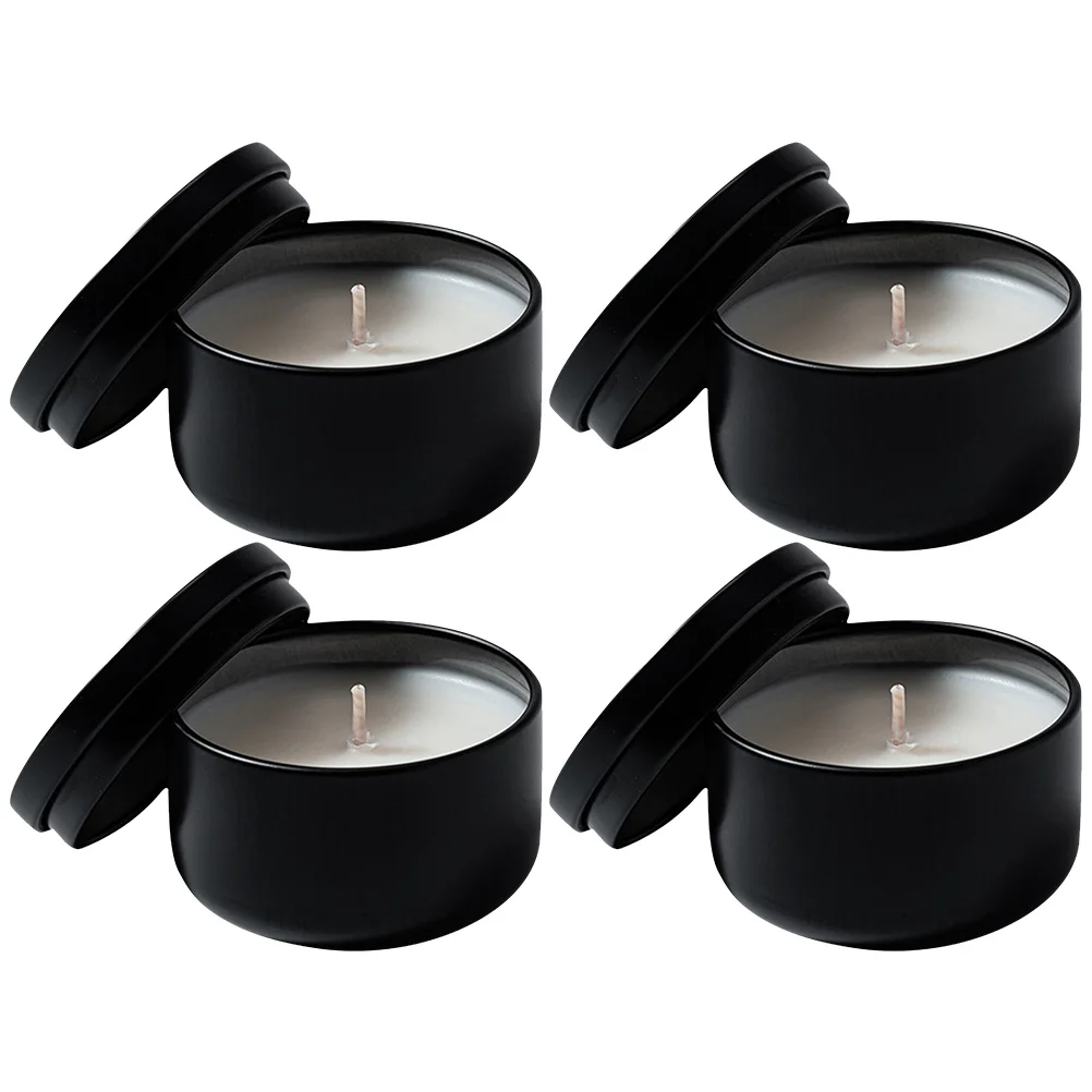 4 Pcs Gift Box Candles Desktop Decor Black Soy Wax Aromatherapy Votive Scented