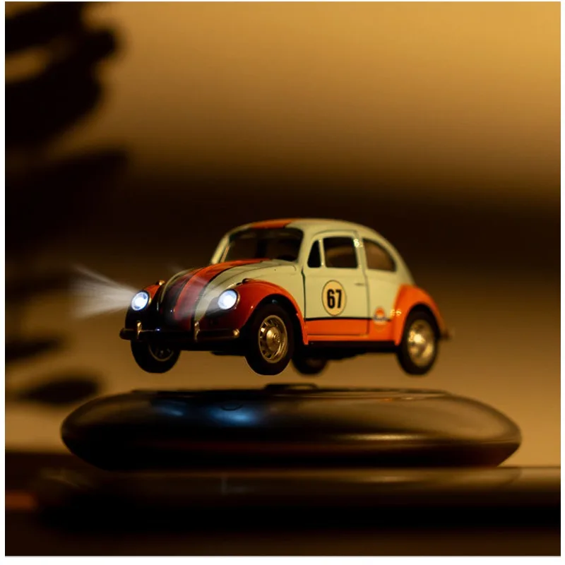 for 1:36 Mini Cool Vintage Alloy Car Model Double Door Pull Back Maglev Floating Metal Die Cast Men's Car