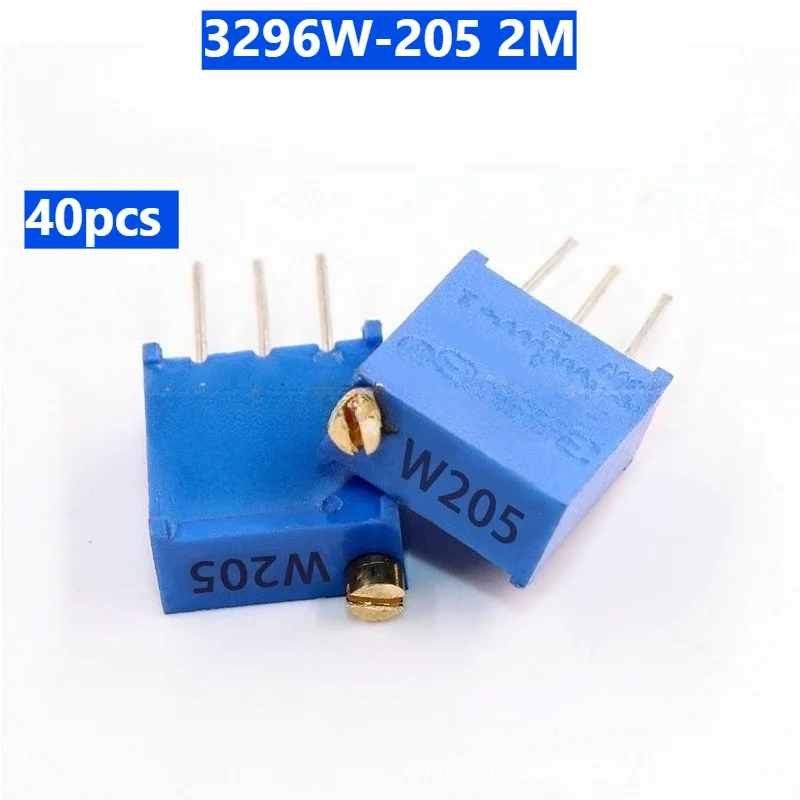 3296W 2M Ohm Multiturn Trimmer Potentiometer 40Pcs Precision Adjustable Resistor for High Impedance Circuit