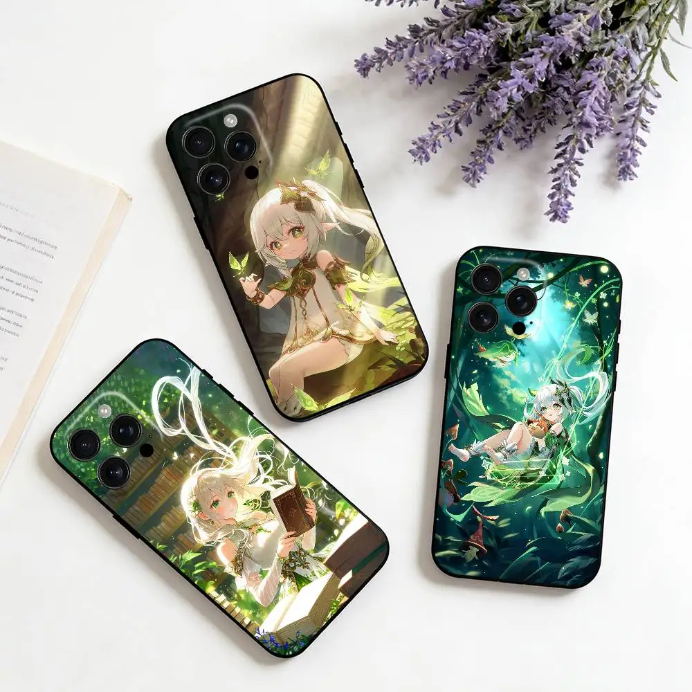 

K-Kusanali N-Nahidas For iPhone 16,15,14,13,12,11,XS,XR,X,8,7,Pro,Max,Plus,mini Silicone Black Cover