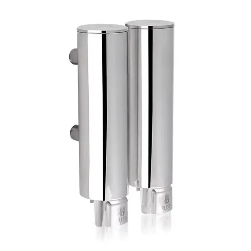 Cylinder 2 in 1 304 Stainless Steel Refillable Shampoo Conditioner Double Liquid Soap Dispenser