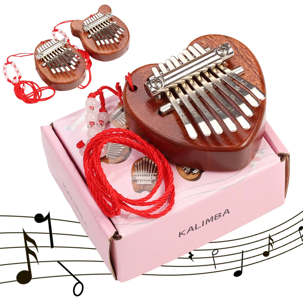 8 Key Mini Wooden Kalimba High Quality Exquisite Finger Thumb Piano Marimba Musical Good Accessory Kalimba Pendant Gift for Kids