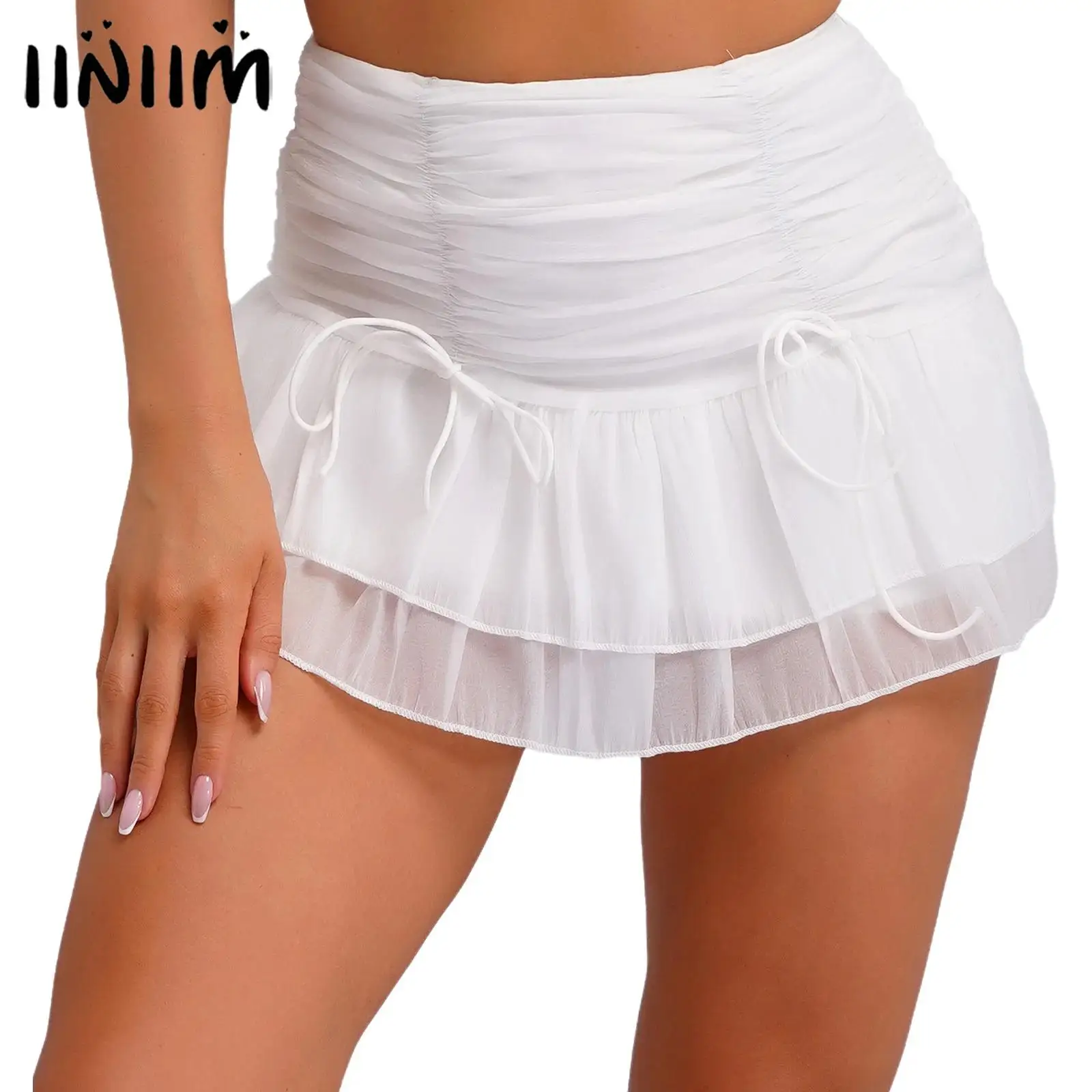 

Женская однотонная плиссированная мини-юбка с боковой молнией и рюшами, многоуровневая 2-слойная мини-юбка для фигурки, эстетичная винтажная уличная одежда