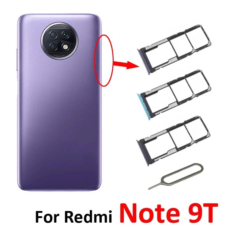

Phone Dual SIM SD Card Tray For Redmi Note 9T SIM Holder Pocket Replacement Repair Part With Tools