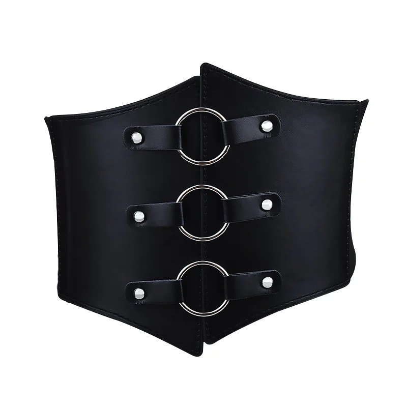 Cintura corsetto taglia unica cintura corsetto in pelle PU elastica a vita larga Vintage perfetta per abiti gotici Punk