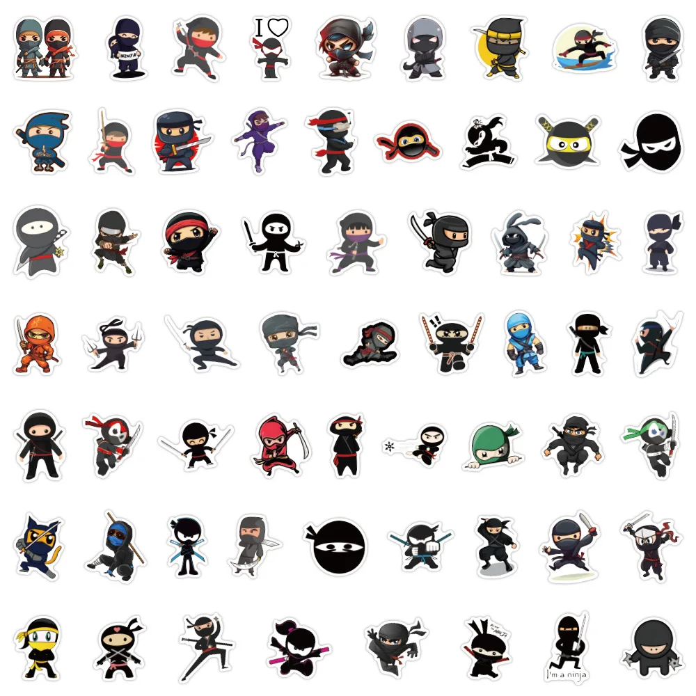 10/60PCS Cute Cartoon Ninja Stickers Graffiti Waterproof Decals Toy Creative DIY Decoration Water Cup Bicycle Wardrobe Desk