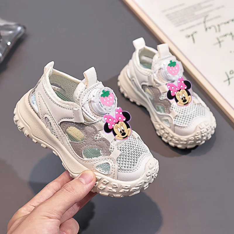 

Повседневная обувь Disney, обувь для малышей с Микки Маусом и Минни, милые сандалии для девочек, пляжная обувь для мальчиков, кроссовки, первые ходунки