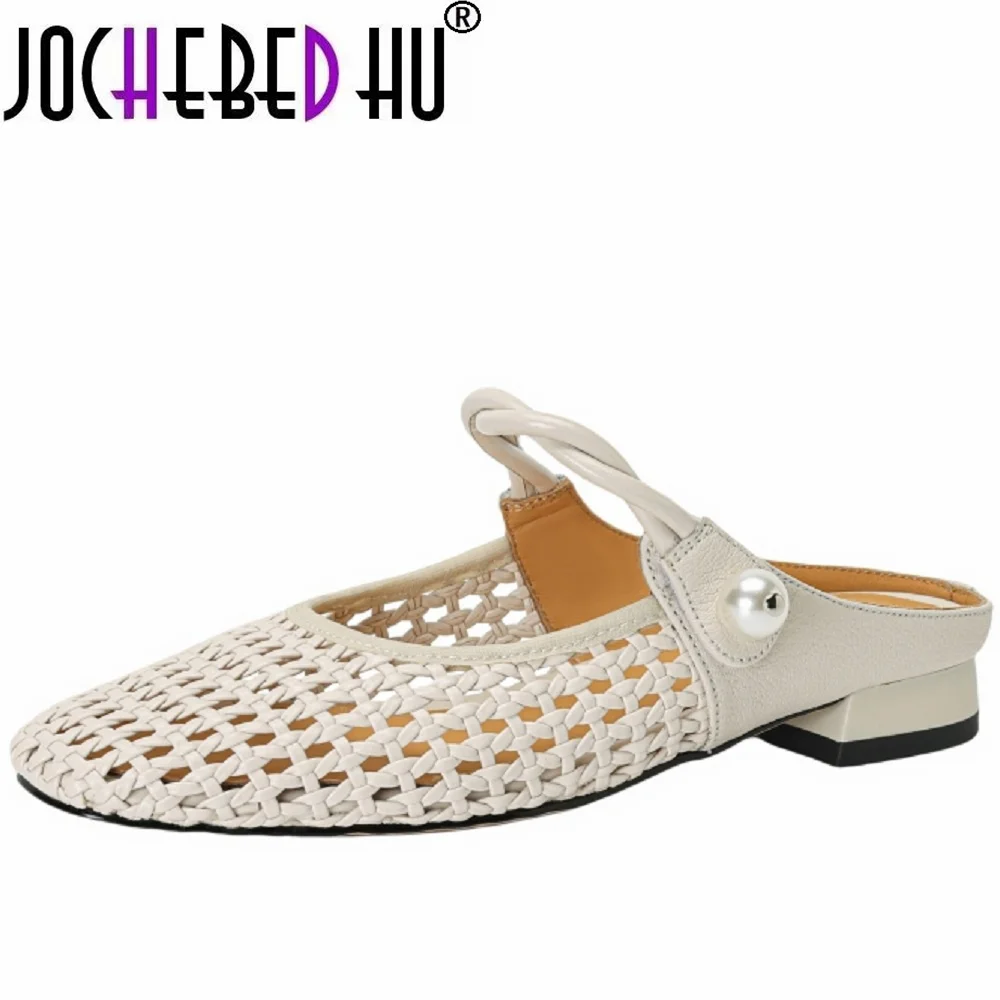 

【JOCHEBED HU】Summer Hollow Out Women Pumps Mary Jane Shoes for Women Square Toe Gladiator Shoes Fashion Low Heel Zapatos Mujer