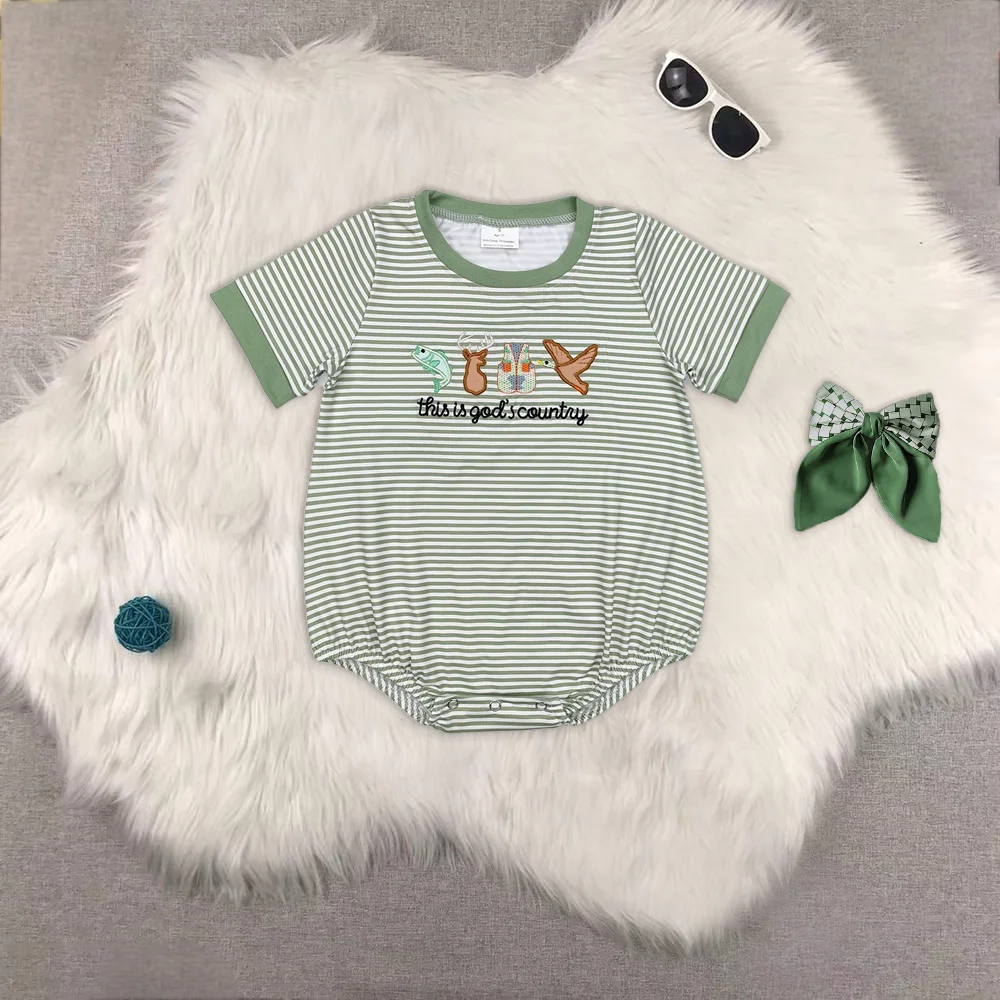 

Baby Infant Boys God Country Short Sleeve Rompers