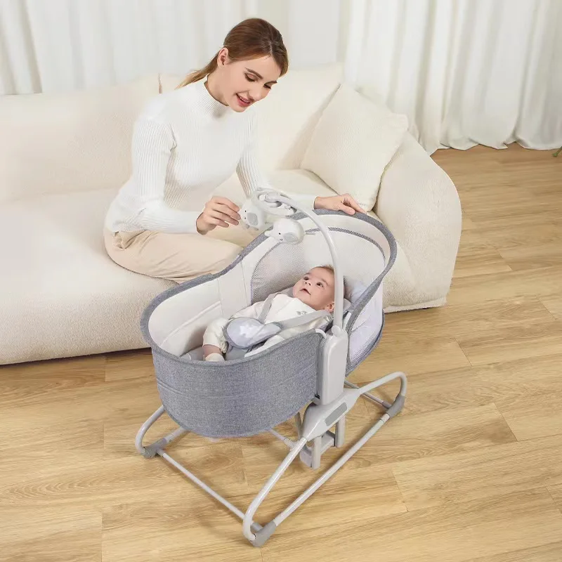 Chaise à bascule électrique pour bébé, lit à bascule confortable, lit de sagesse multifonctionnel pour nouveau-né, balançoire électrique pour bébé,